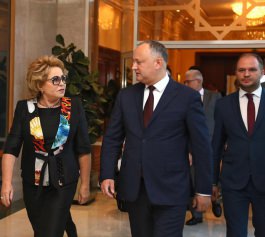 Igor Dodon, președintele țării a avut o întrevedere cu Preşedintele Consiliului Federaţiei al Adunării Federale a Federaţiei Ruse, Valentina Matvienko