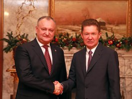 Președintele Moldovei a solicitat președintelui ”Gazprom” o reducere de 10-15% pentru gazul livrat Moldovei
