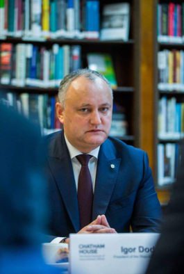 Președintele Igor Dodon a participat la o “masă rotundă” organizată de Institutul Regal pentru Afaceri Internaționale din Marea Britanie