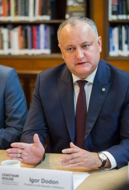 Președintele Igor Dodon a participat la o “masă rotundă” organizată de Institutul Regal pentru Afaceri Internaționale din Marea Britanie