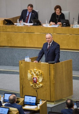 Președintele Republicii Moldova a ținut un discurs la ședința în plen a Dumei de Stat a Federației Ruse