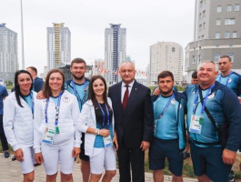 Șeful statului s-a întîlnit la Minsk cu echipa națională olimpică a Republicii Moldova