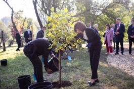 Președinții Maia Sandu și Frank-Walter Steinmeier au continuat tradiția Președinției și au plantat arbori la Grădina Botanică