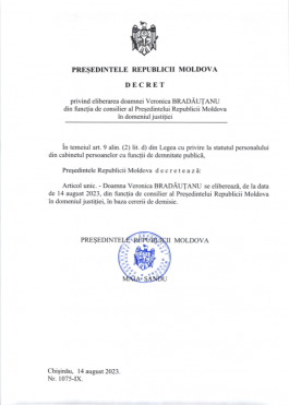 Președinta Maia Sandu a făcut modificări în componența cabinetului său