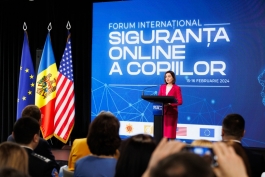 Президент Майя Санду на Международном форуме по безопасности детей в Интернете: «Цифровизация приносит огромные выгоды, но есть и риски для детей»